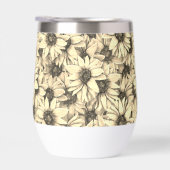 Sunflower Vintage Charm Sepia Tone Wine Tumbler (右面)