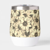 Sunflower Vintage Charm Sepia Tone Wine Tumbler (正面)