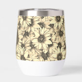 Sunflower Vintage Charm Sepia Tone Wine Tumbler (背面)