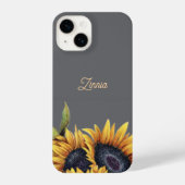 Sunflower Viral Modren Minimal Initial Phone Case iPhoneケース (裏面)
