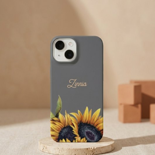 Sunflower Viral Modren Minimal Initial Phone Case iPhoneケース