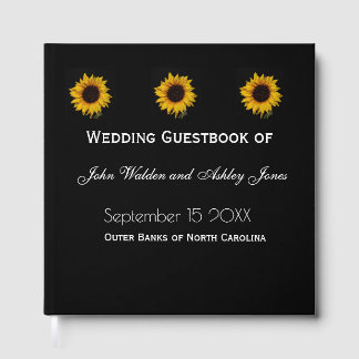 Sunflower Water Droplets Wedding Guest Books ゲストブック