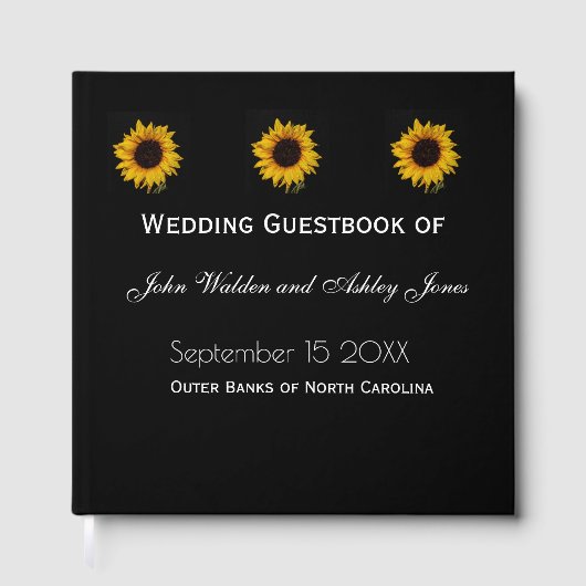 Sunflower Water Droplets Wedding Guest Books ゲストブック (正面)