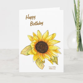 Sunflower watercolor customizable greeting card カード