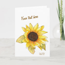 Sunflower watercolor customizable greeting card カード