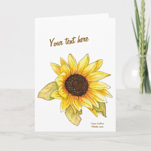 Sunflower watercolor customizable greeting card カード (正面)