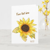 Sunflower watercolor customizable greeting card カード (黄色い花)