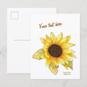 Sunflower watercolor customizable postcard ポストカード (正面/裏面)