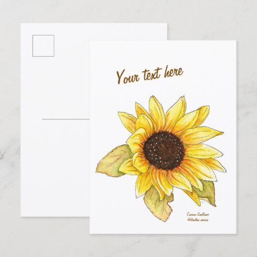Sunflower watercolor customizable postcard ポストカード (正面/裏面)