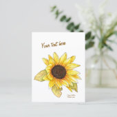 Sunflower watercolor customizable postcard ポストカード (スタンド正面)