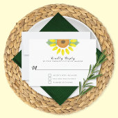 Sunflower Watercolor Floral Wedding 出欠カード