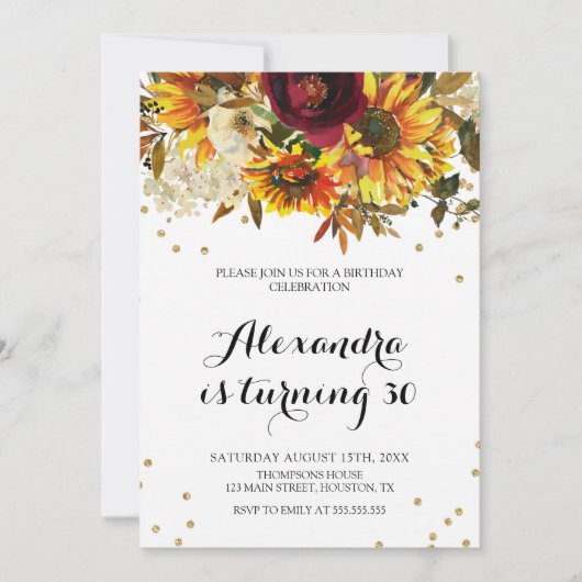 Sunflower watercolor Invitation 招待状 (正面)