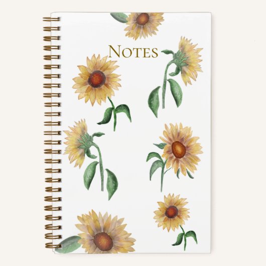Sunflower Watercolor Notebook ノートブック (正面)