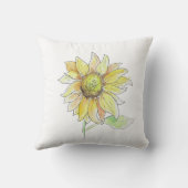 Sunflower Watercolor Pillow クッション (裏面)