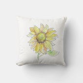 Sunflower Watercolor Pillow クッション (正面)