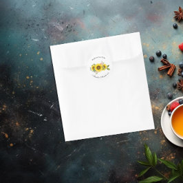 Sunflower Watercolor Pink Floral Baby Shower ラウンドシール