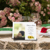 Sunflower Watercolor Pink Floral photo Baby 招待状