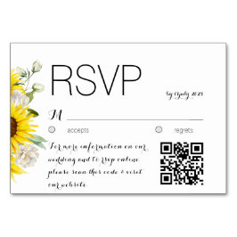 Sunflower watercolor rose QR wedding response card テーブルナンバー