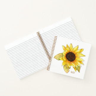 Sunflower watercolor spiral lined notebook ノートブック