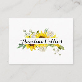 Sunflower watercolor white rose wedding  プレイスカード