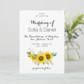 Sunflower watercolor white rose wedding Invitation 招待状 (スタンド正面)