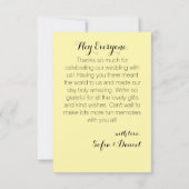 Sunflower watercolor white rose wedding photo サンキューカード (裏面)