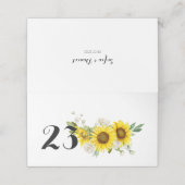 Sunflower watercolor white roses wedding プレイスカード (外部開封)