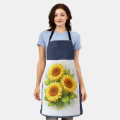 Sunflower Watercolour Apron エプロン (着用した状態)