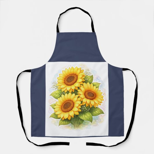 Sunflower Watercolour Apron エプロン (正面)