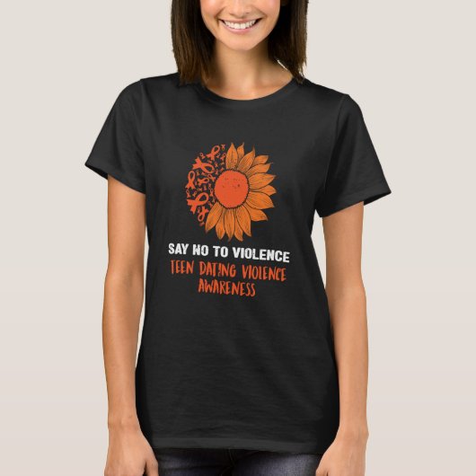 sunflower We Wear orange teen dating violence Awar Tシャツ (正面)