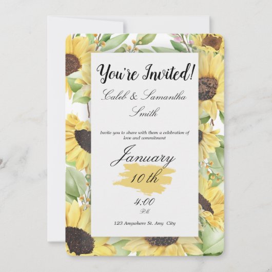 Sunflower Wedding Invitation 招待状 (正面)