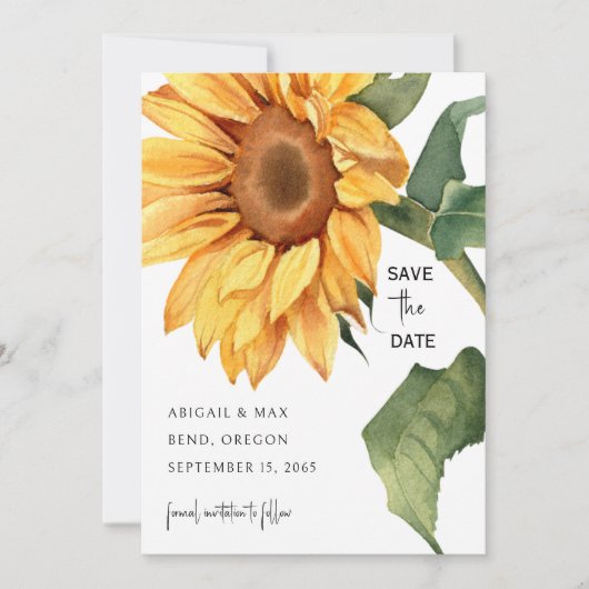 Sunflower Wedding Website Save the Date セーブザデート (正面)