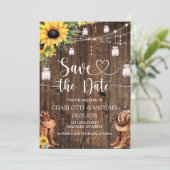 Sunflower Western Save the Date Wedding 招待状 (スタンド正面)