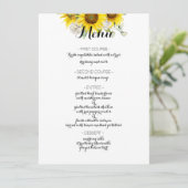 Sunflower white rose rustic wedding menu シーズンカード (スタンド正面)