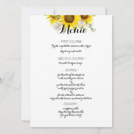 Sunflower white rose rustic wedding menu シーズンカード