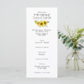 Sunflower white rose watercolor wedding Flat Card (スタンド正面)