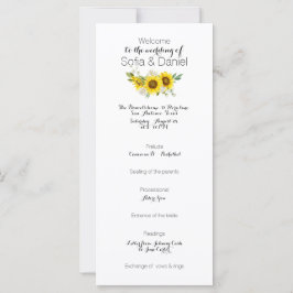 Sunflower white rose watercolor wedding Flat Card
