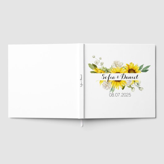 Sunflower white rose wedding white ゲストブック (全面)