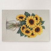 Sunflower Wildflower Botanical Art ジグソーパズル (横)