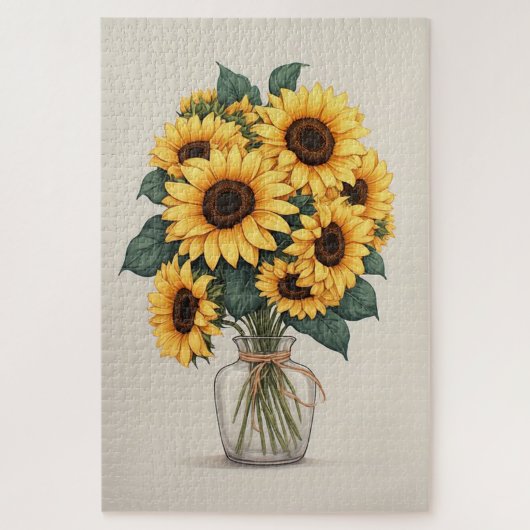 Sunflower Wildflower Botanical Art ジグソーパズル (縦)
