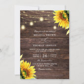 Sunflower Wood & Mason Jar Budget QR Code Wedding 招待状 (正面)
