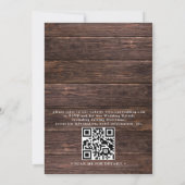 Sunflower Wood & Mason Jar Budget QR Code Wedding 招待状 (裏面)