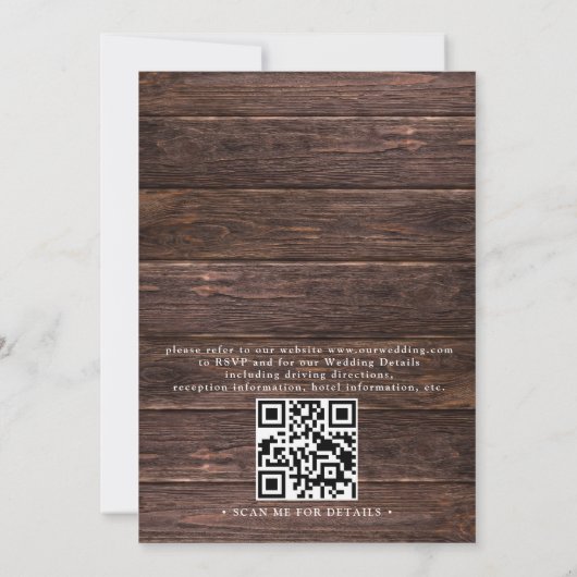 Sunflower Wood & Mason Jar Budget QR Code Wedding 招待状 (裏面)