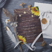 Sunflower Wood & Mason Jar Budget QR Code Wedding 招待状