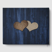 Sunflower Wood String Lights Navy Blue Wedding ゲストブック (裏面)