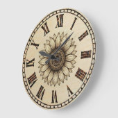 Sunflower wooden Wall Clock  ラージ壁時計 (傾斜)