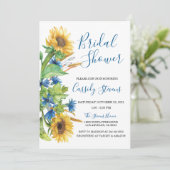 Sunflower Yellow Blue Floral Fall Bridal Shower 招待状 (スタンド正面)