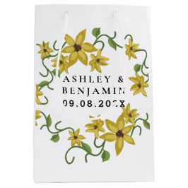 Sunflower Yellow Floral Botanical Hand drawn Oil  ミディアムペーパーバッグ