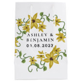 Sunflower Yellow Floral Botanical Hand drawn Oil  ミディアムペーパーバッグ (裏面)