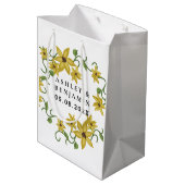 Sunflower Yellow Floral Botanical Hand drawn Oil  ミディアムペーパーバッグ (裏面アングル)